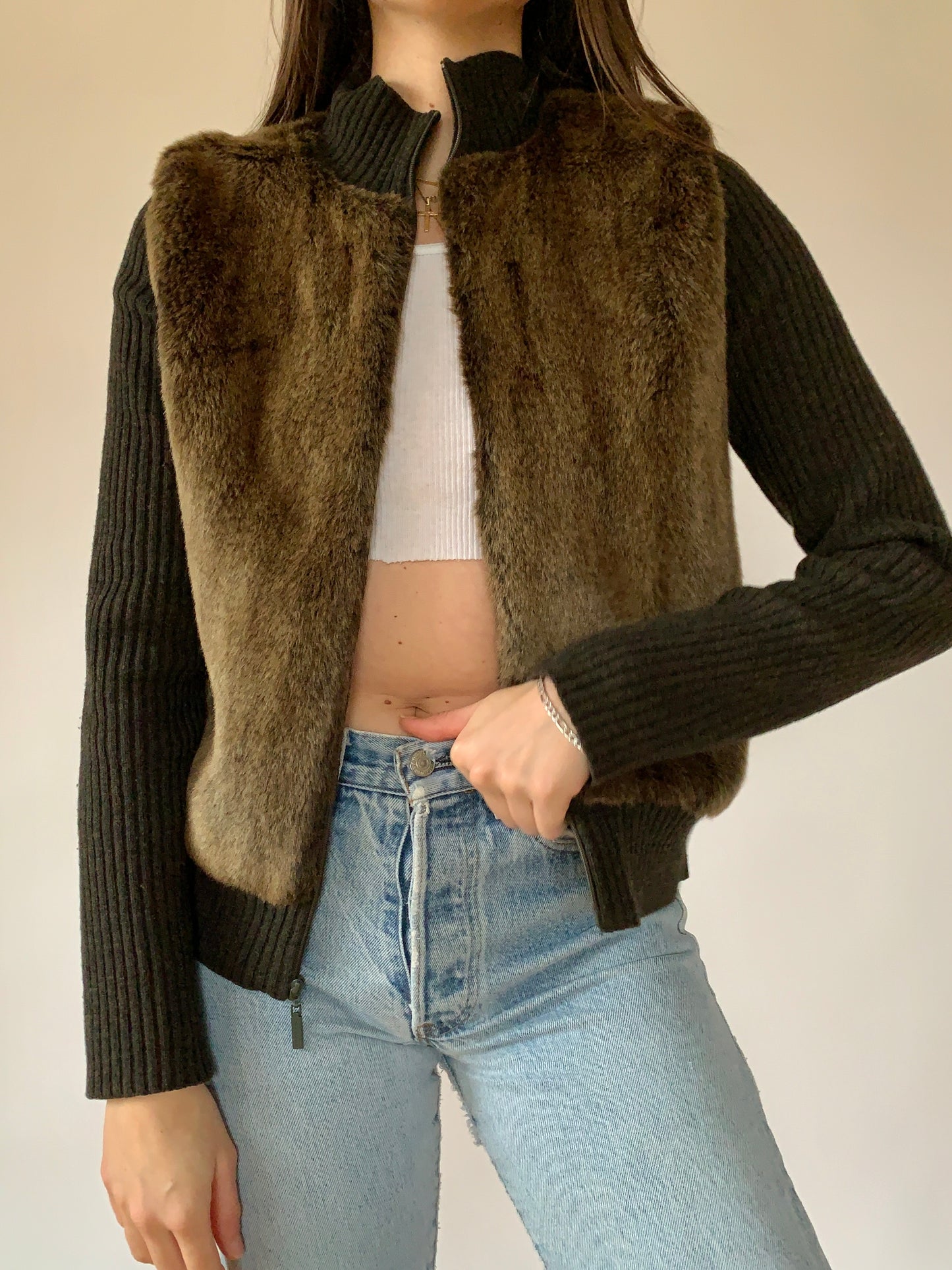 Y2K Faux Fur Zip Up