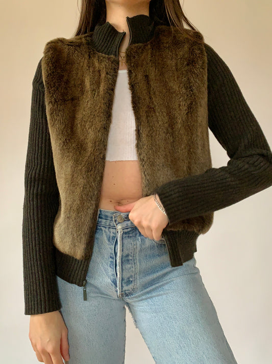 Y2K Faux Fur Zip Up