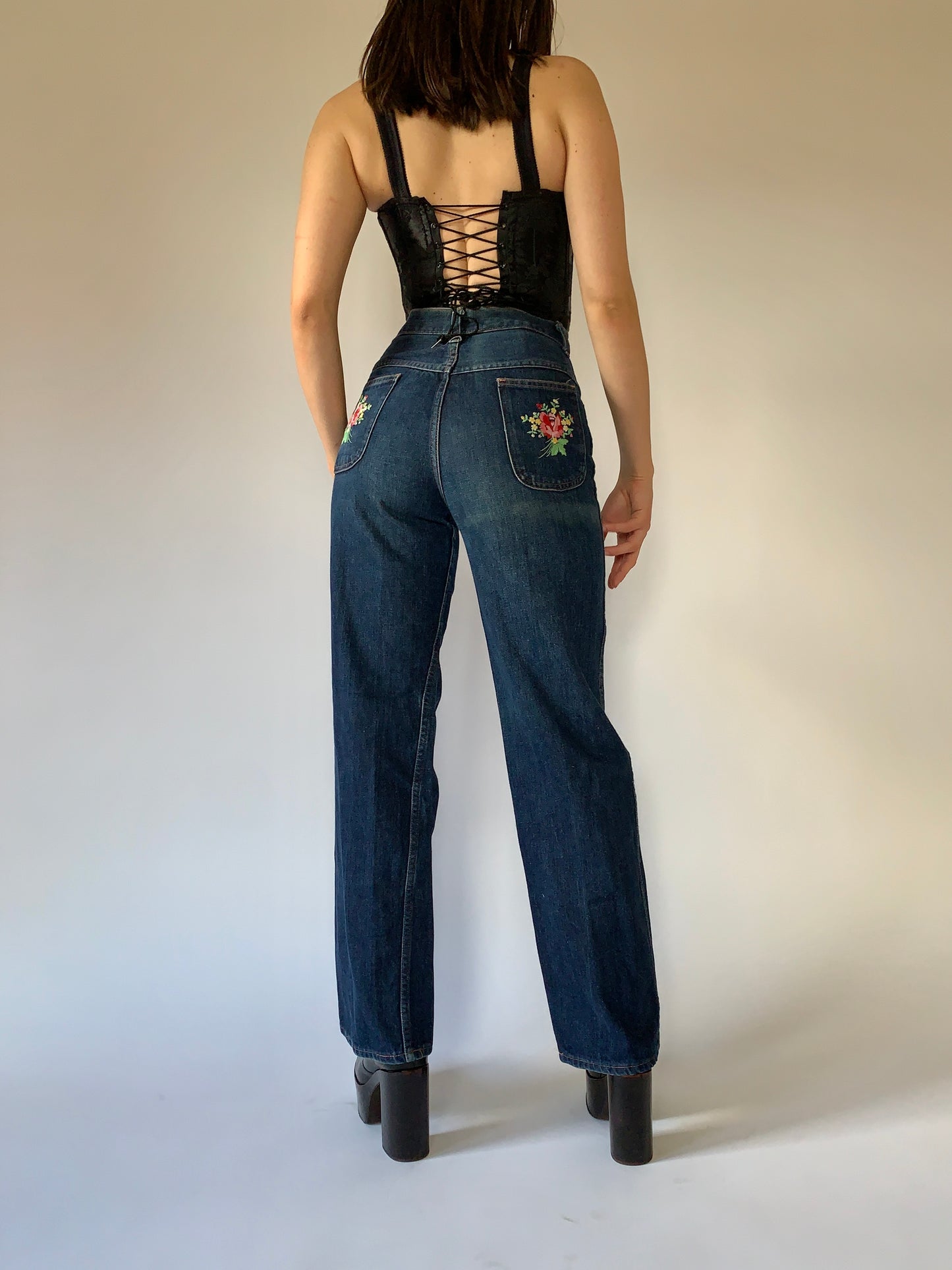 Vintage 1970s Embroidered Jeans