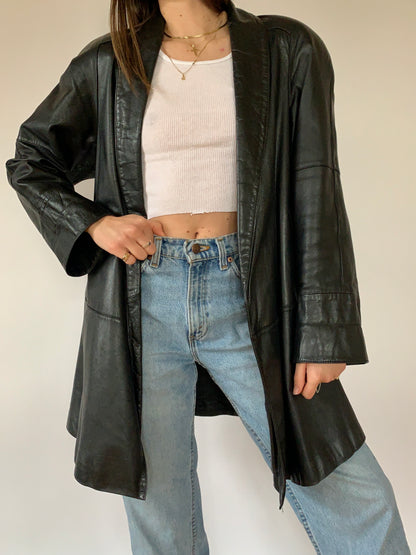 Vintage 1980s Leather Trench