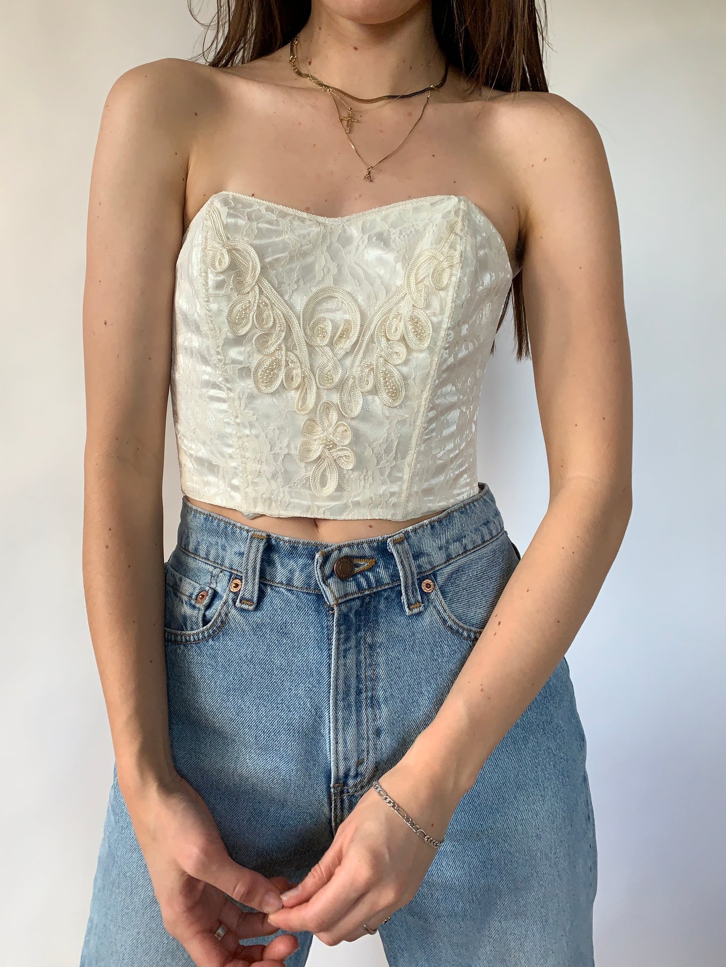 Vintage Satin Bustier Top