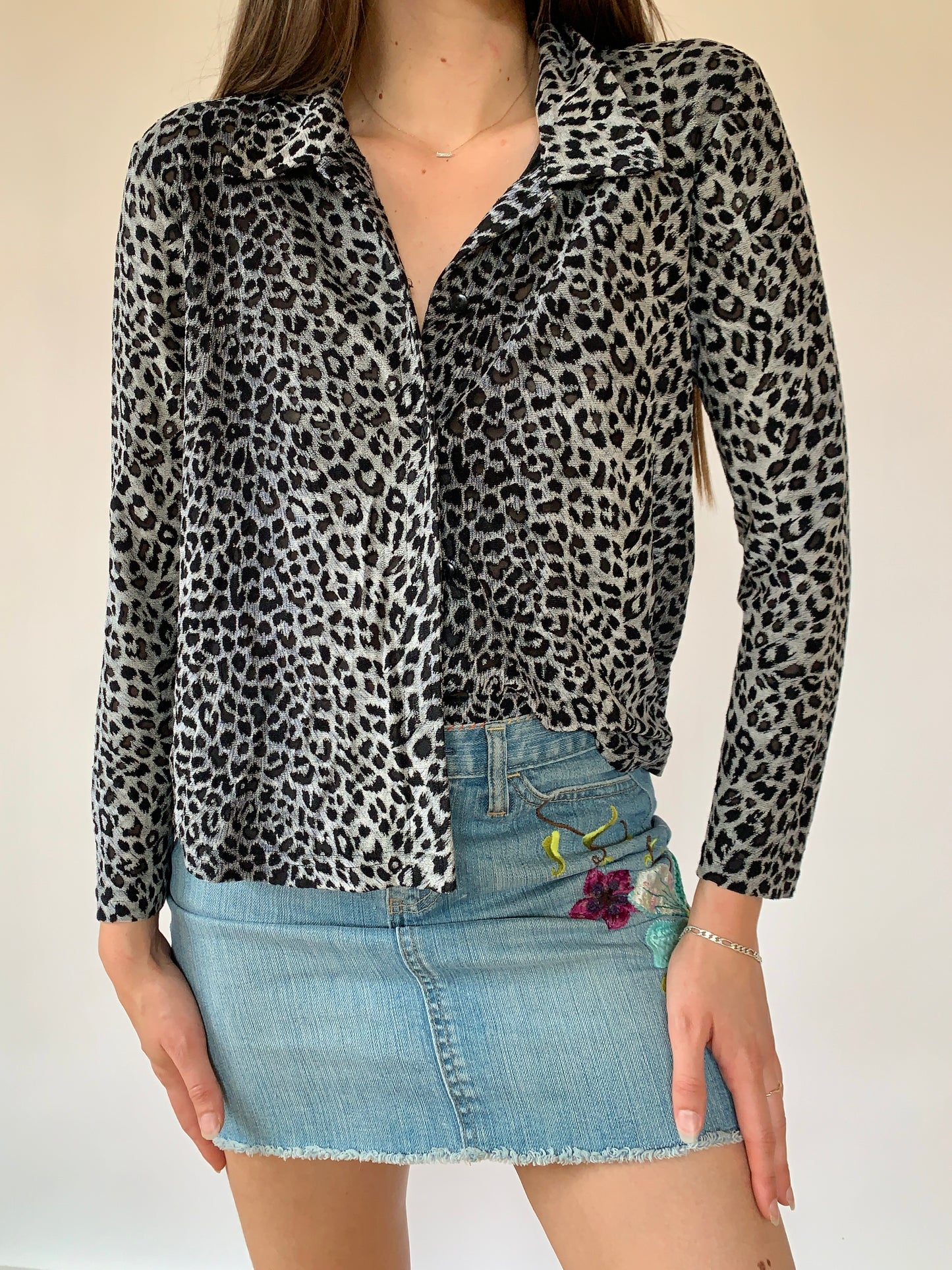 Vintage 1990s Leopard Blouse