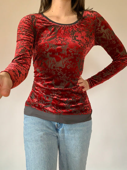 Y2K Velvet & Mesh Top