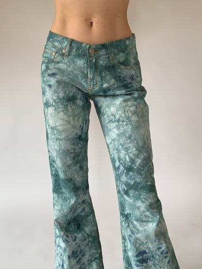 Vintage Paris Blues Tie Dye Flares