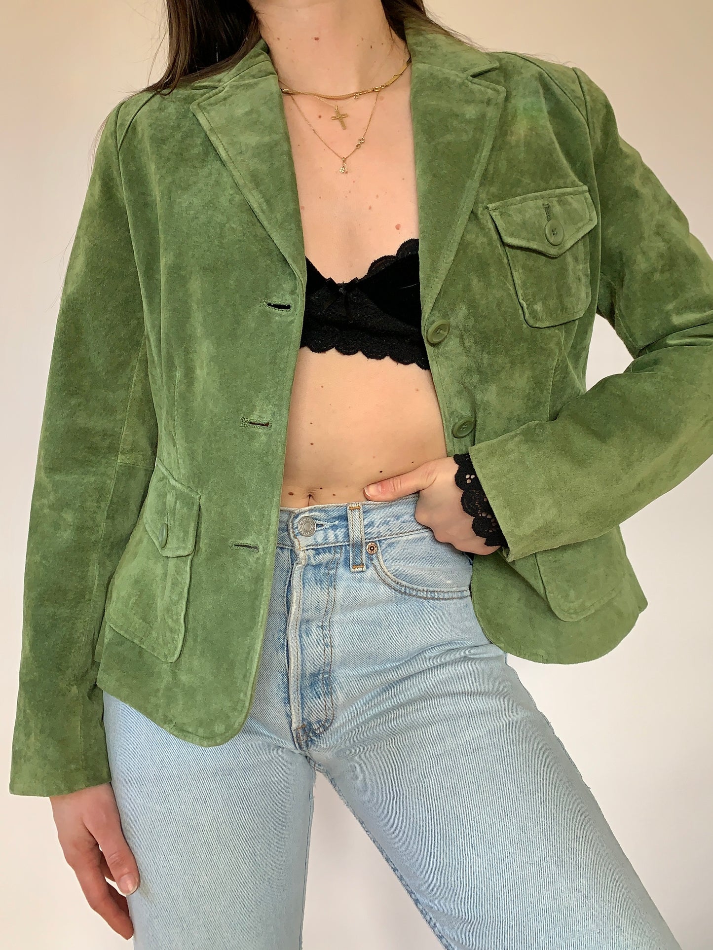 Vintage 1990s Leather Blazer