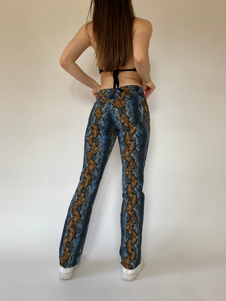 SHEIN Snakeskin Pattern PU Leather Pants | SHEIN USA
