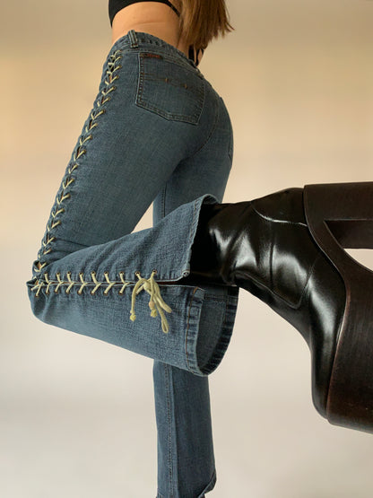 Early 2000s Lace Up Jeans