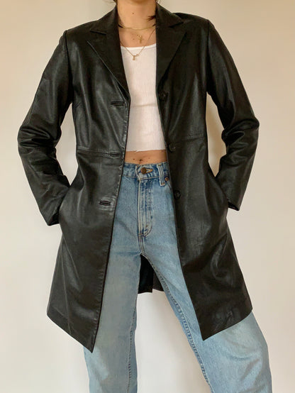 Y2K Leather Trench