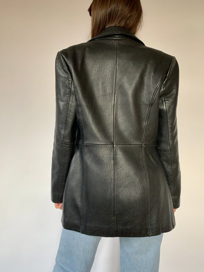 Vintage 1990s Leather Blazer