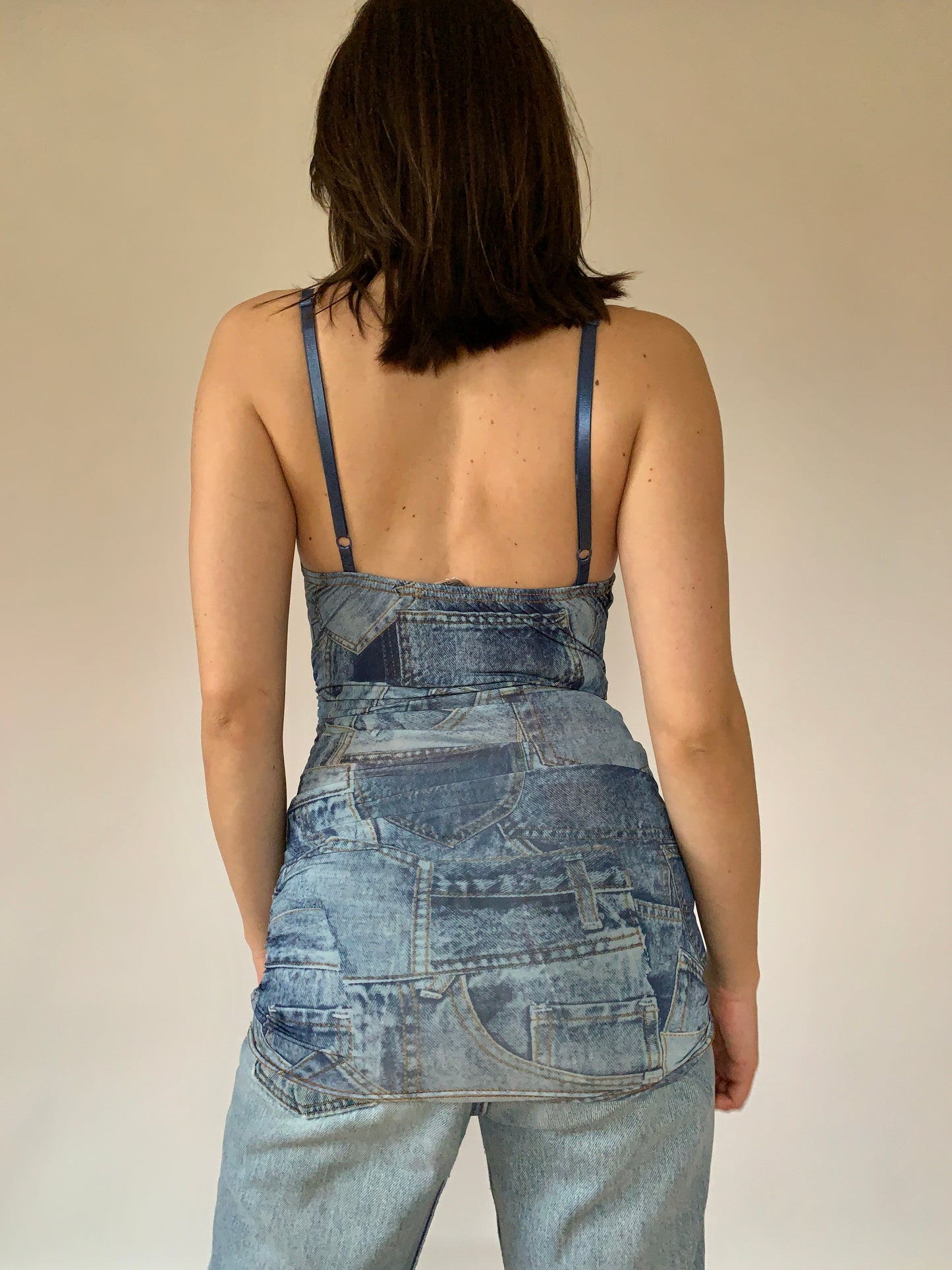 Y2K Denim Print Tank