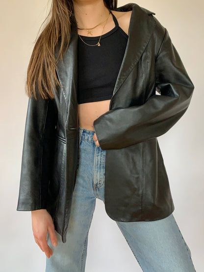 Vintage 1990s Leather Blazer